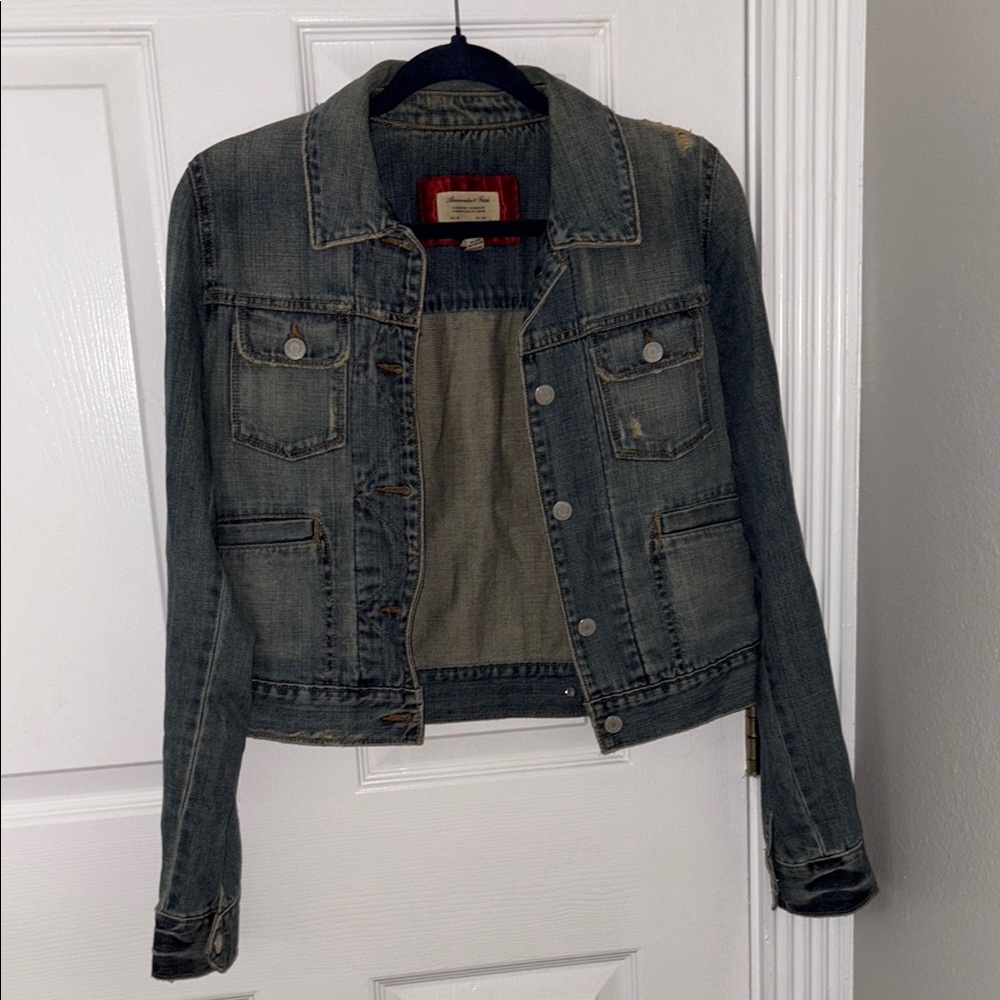 Vintage 90s Abercrombie & Fitch Blue Jean Jacket Cropped Style